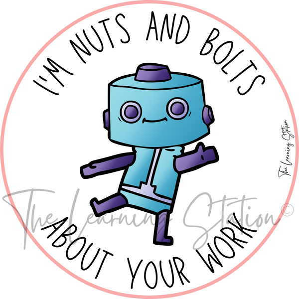 Teaching Stickers- Punny Robot Digital Stickers