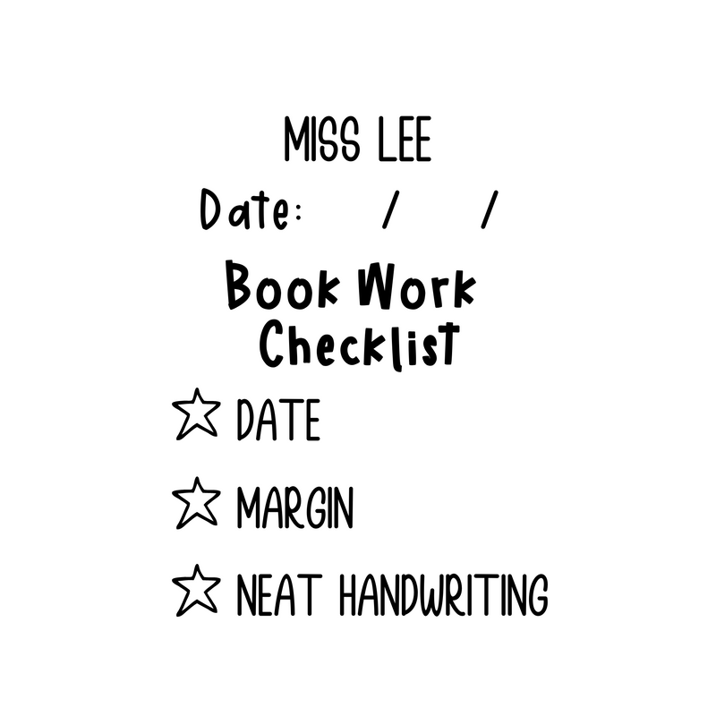 Personalised Teaching Stamp - Book Work Checklist