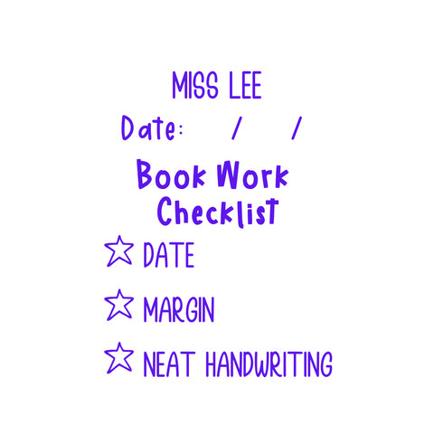 Personalised Teaching Stamp - Book Work Checklist