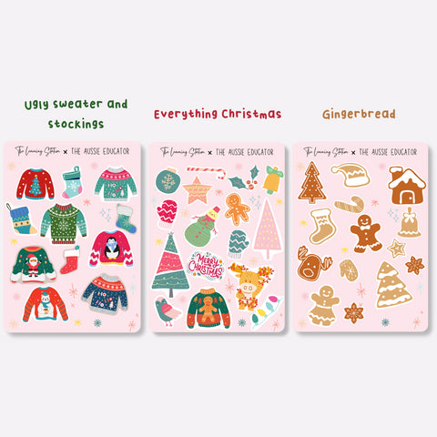TLS x The Aussie Educator – Assorted Decorative Christmas Stickers + Lanyard Set